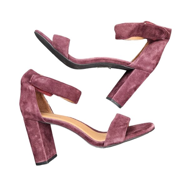 Jeffrey Campbell Heels Women's 10 Lindsay Ankle Strap Sandal Red Suede Shoe - Picture 9 of 9